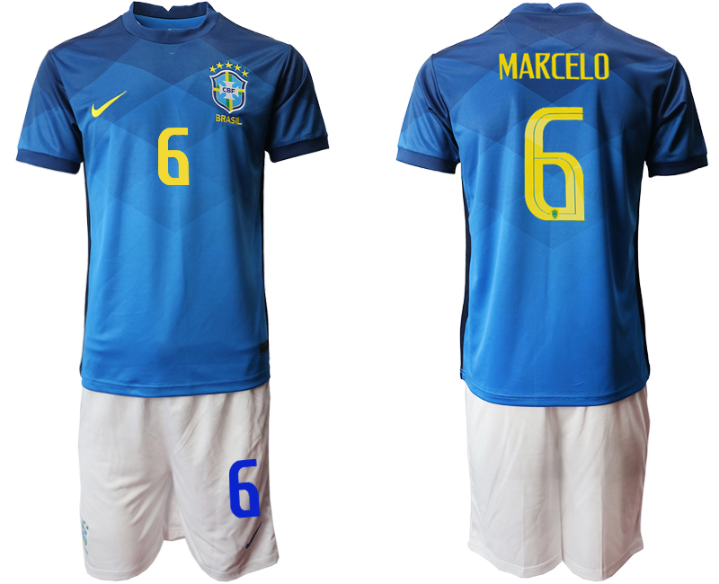 Men 2020-2021 Season National team Brazil away  blue #6 Soccer Jersey